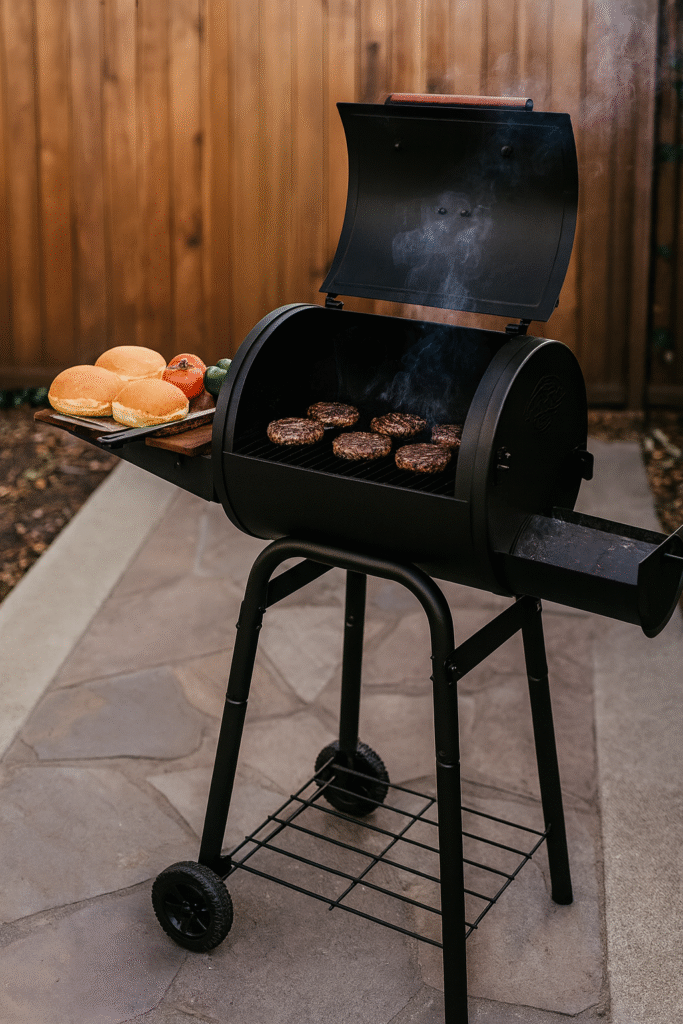 Char-Griller Patio Pro 1515 charcoal grill on patio
